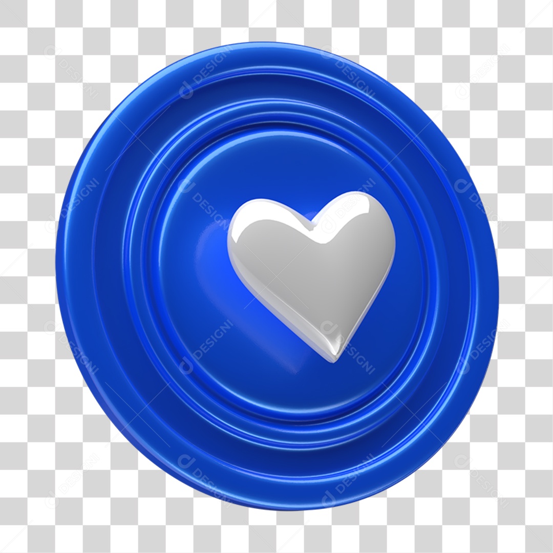 Ícone 3D Placa Símbolo Coração PNG Transparente