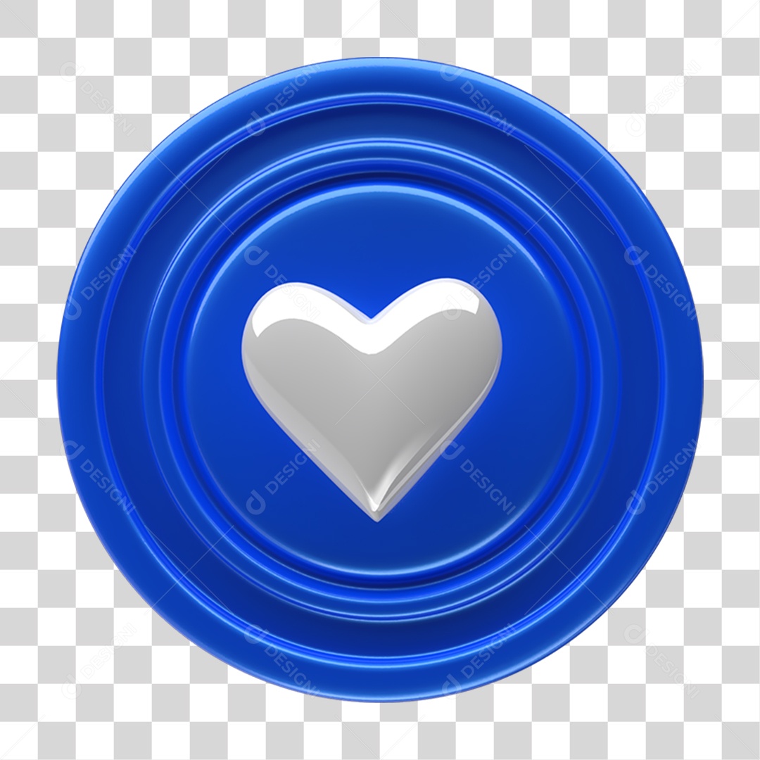 Ícone 3D Placa Símbolo Coração PNG Transparente