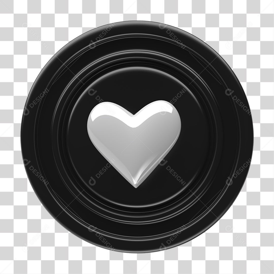 Ícone 3D Placa Símbolo Coração PNG Transparente