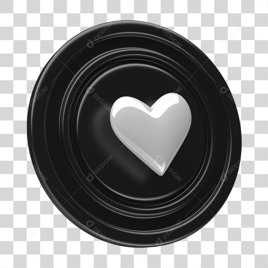 Ícone 3D Placa Símbolo Coração PNG Transparente