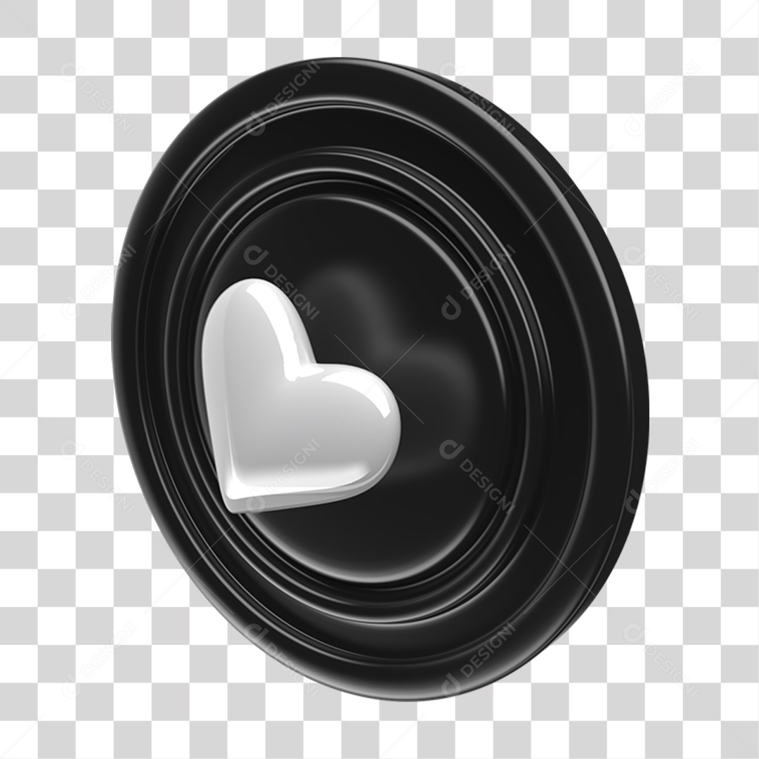 Ícone 3D Placa Símbolo Coração PNG Transparente