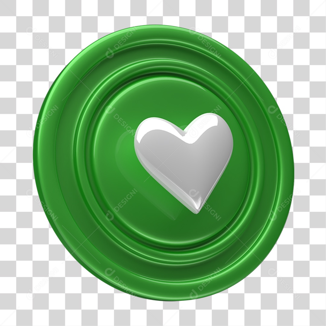 Ícone 3D Placa Símbolo Coração PNG Transparente