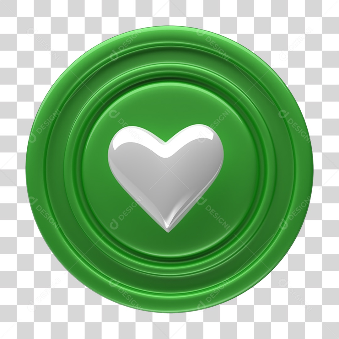 Ícone 3D Placa Símbolo Coração PNG Transparente