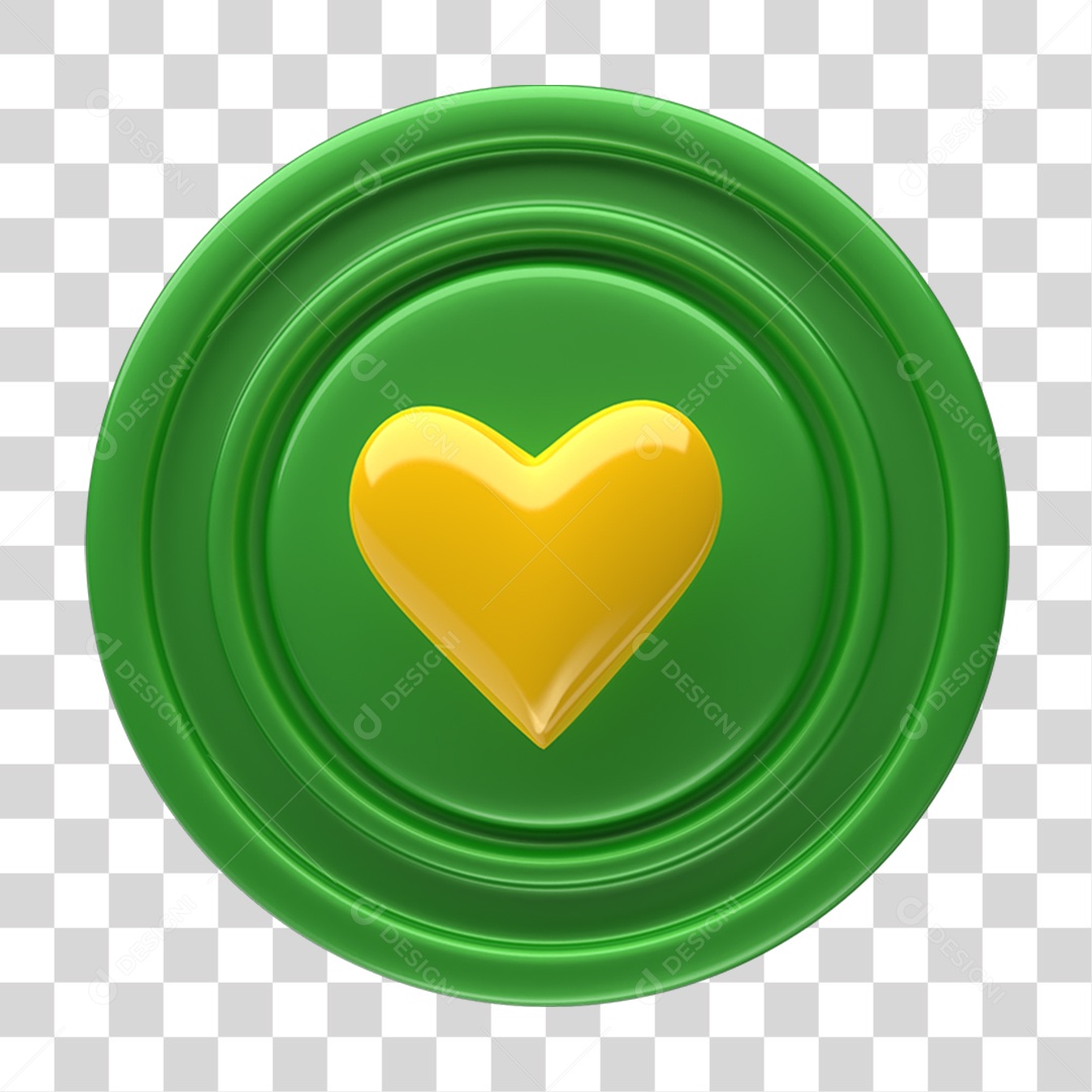 Ícone 3D Placa Símbolo Coração PNG Transparente