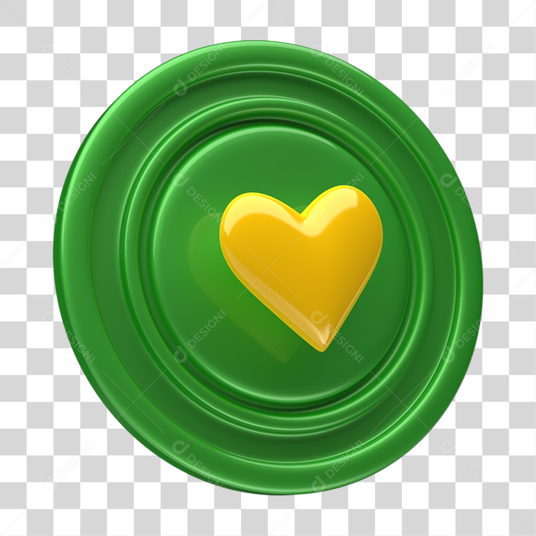 Ícone 3D Placa Símbolo Coração PNG Transparente