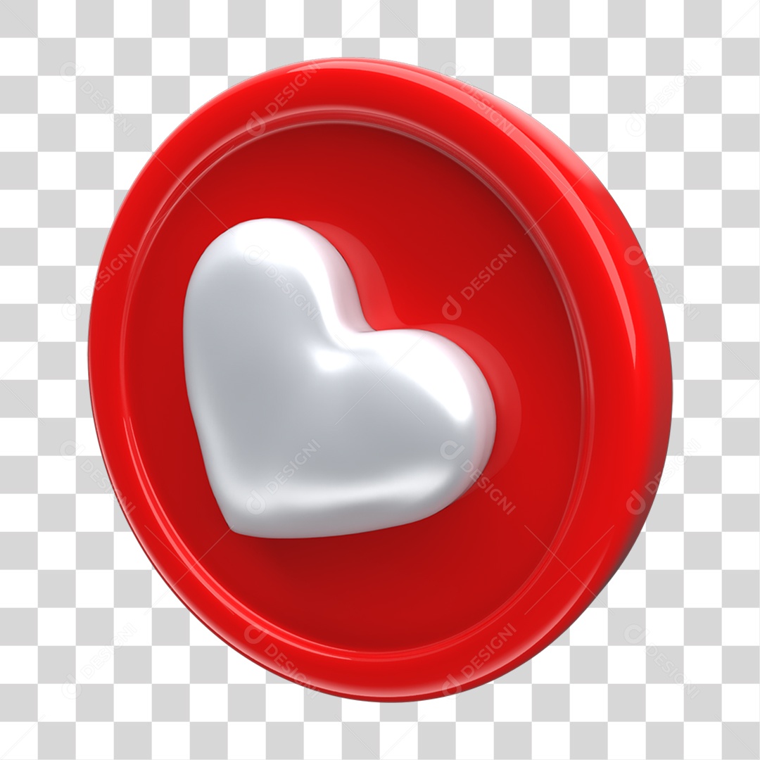 Ícone 3D Placa Símbolo Coração PNG Transparente