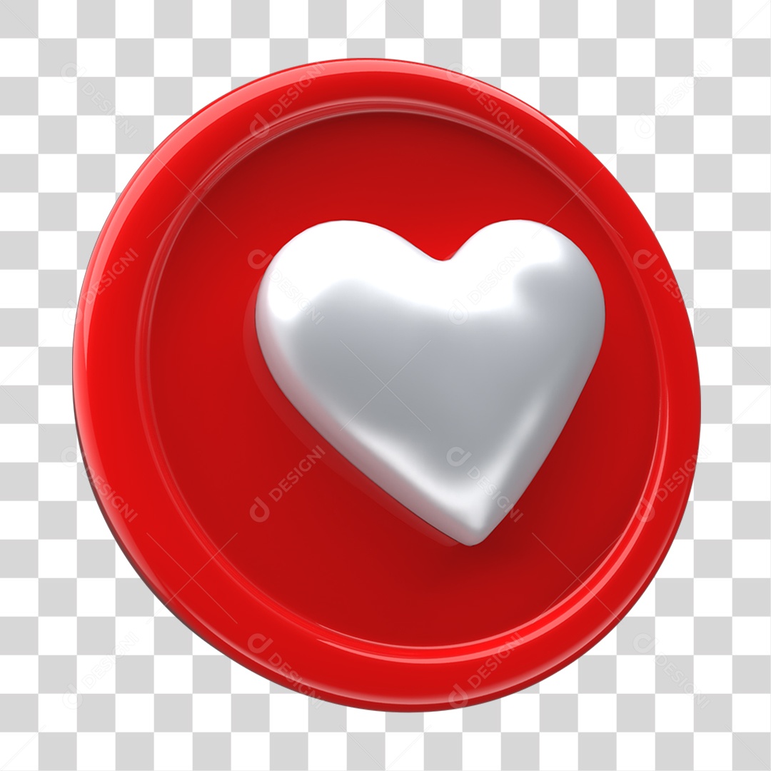 Ícone 3D Placa Símbolo Coração PNG Transparente