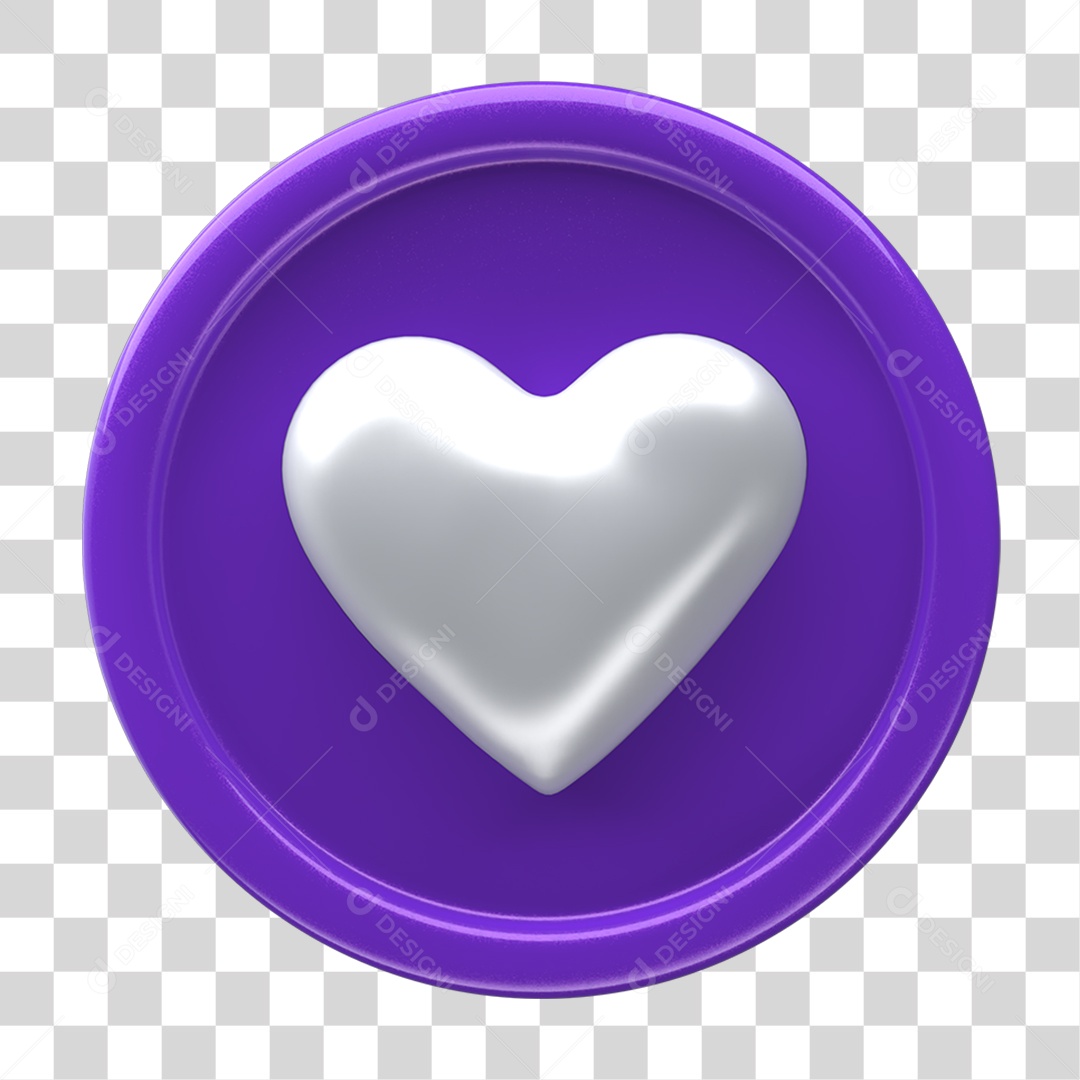 Ícone 3D Placa Símbolo Coração PNG Transparente