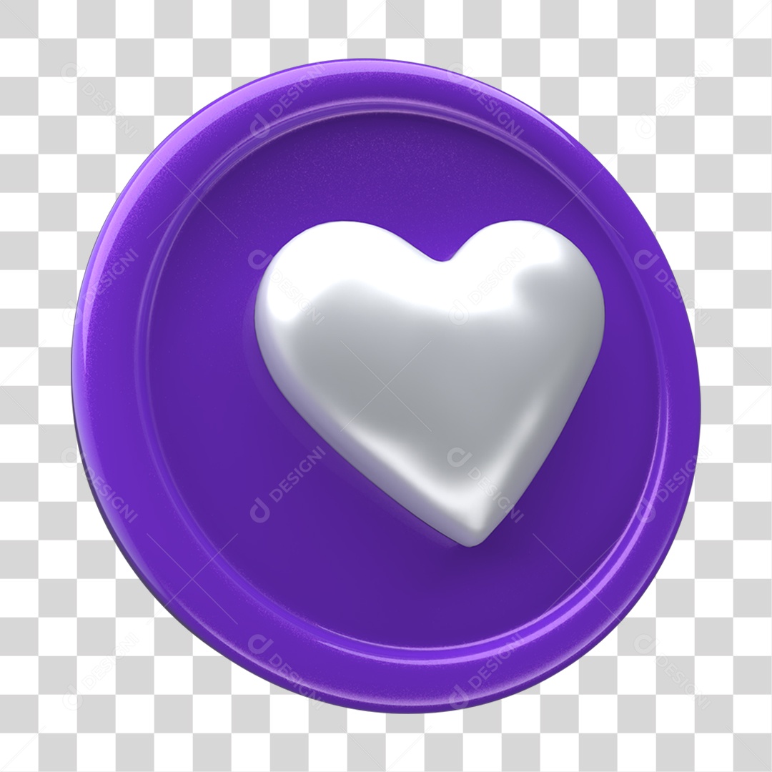 Ícone 3D Placa Símbolo Coração PNG Transparente