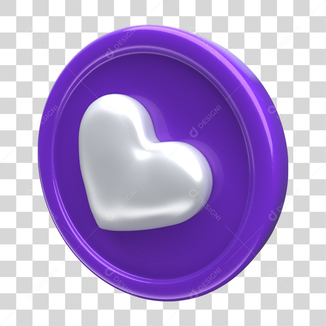 Ícone 3D Placa Símbolo Coração PNG Transparente