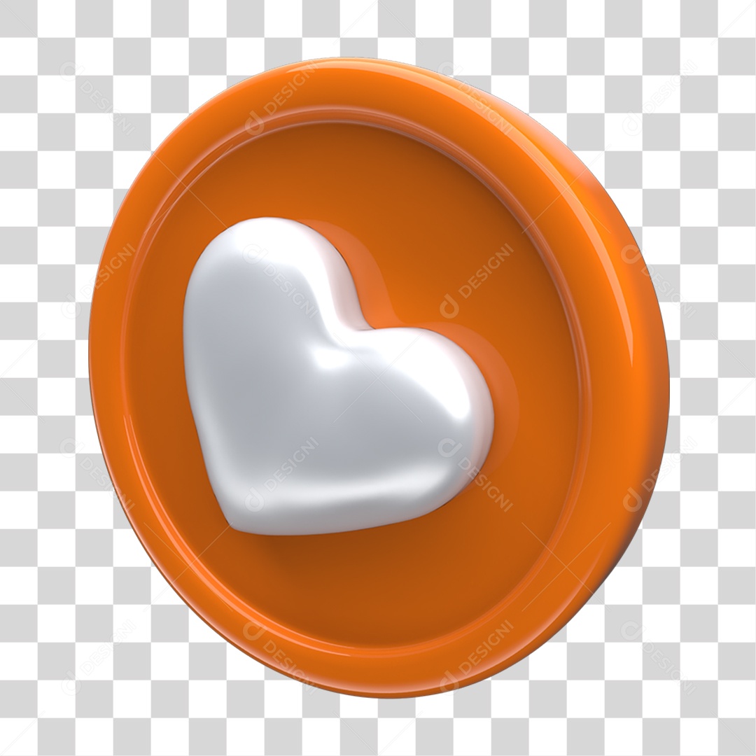 Ícone 3D Placa Símbolo Coração PNG Transparente