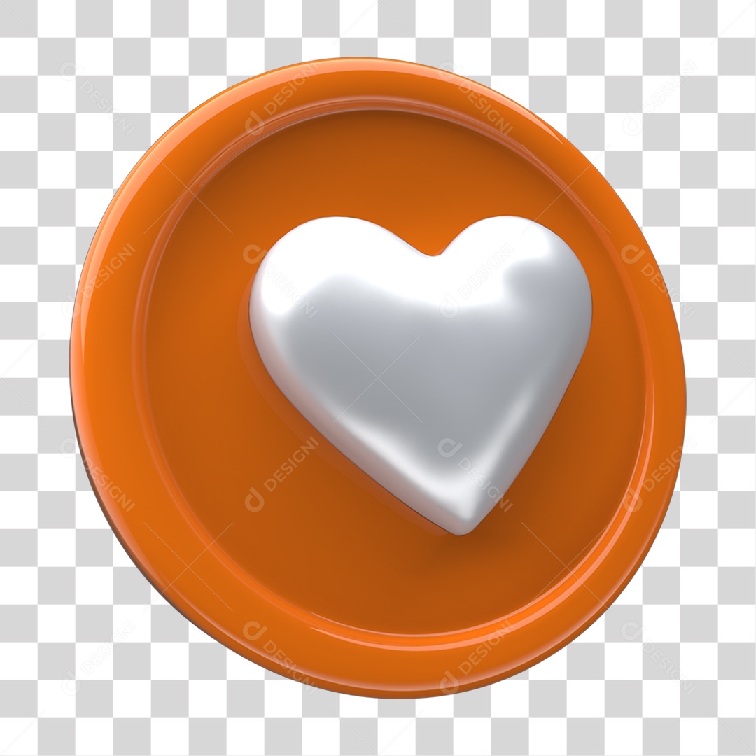 Ícone 3D Placa Símbolo Coração PNG Transparente