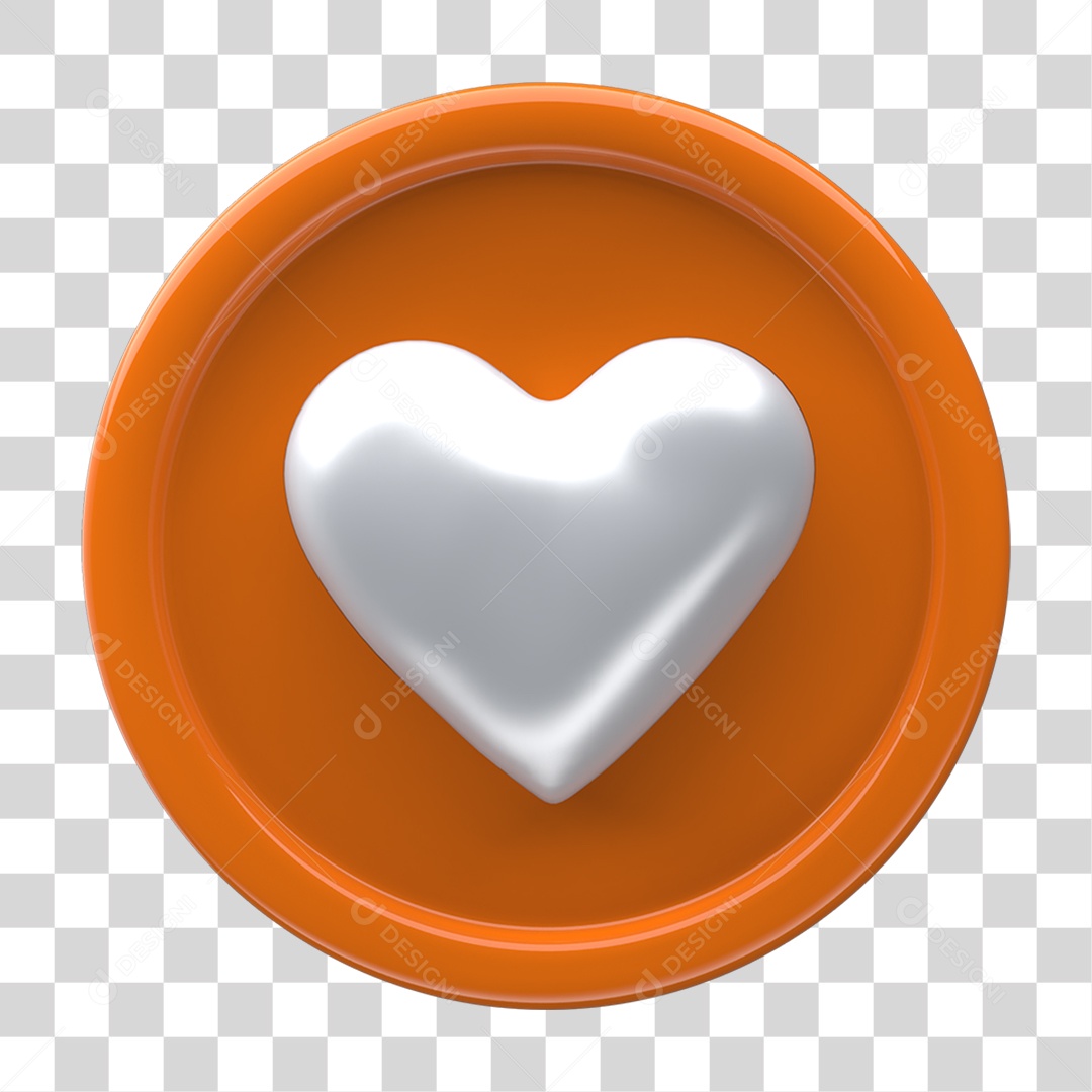 Ícone 3D Placa Símbolo Coração PNG Transparente