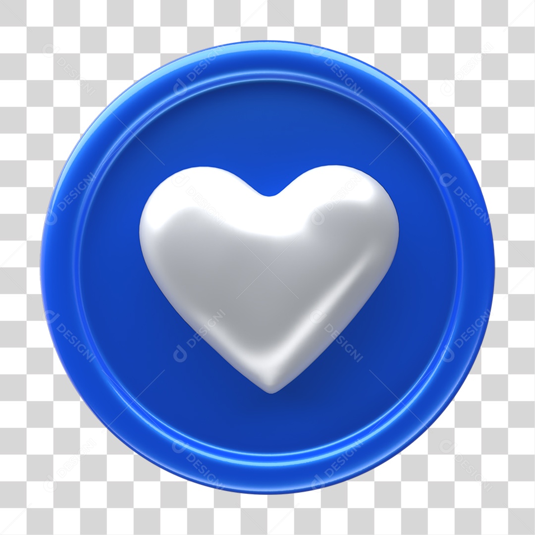 Ícone 3D Placa Símbolo Coração PNG Transparente