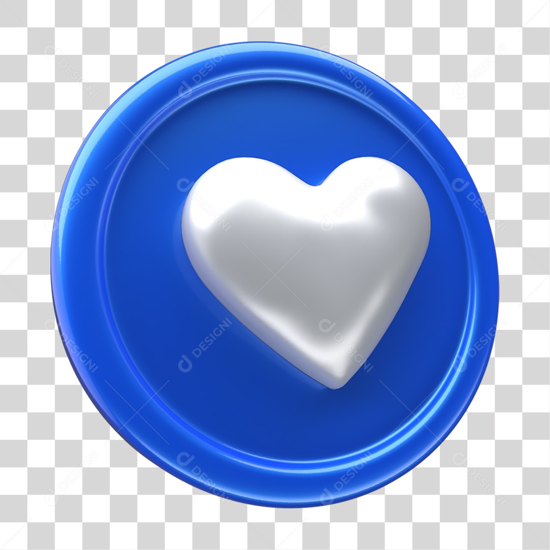 Ícone 3D Placa Símbolo Coração PNG Transparente