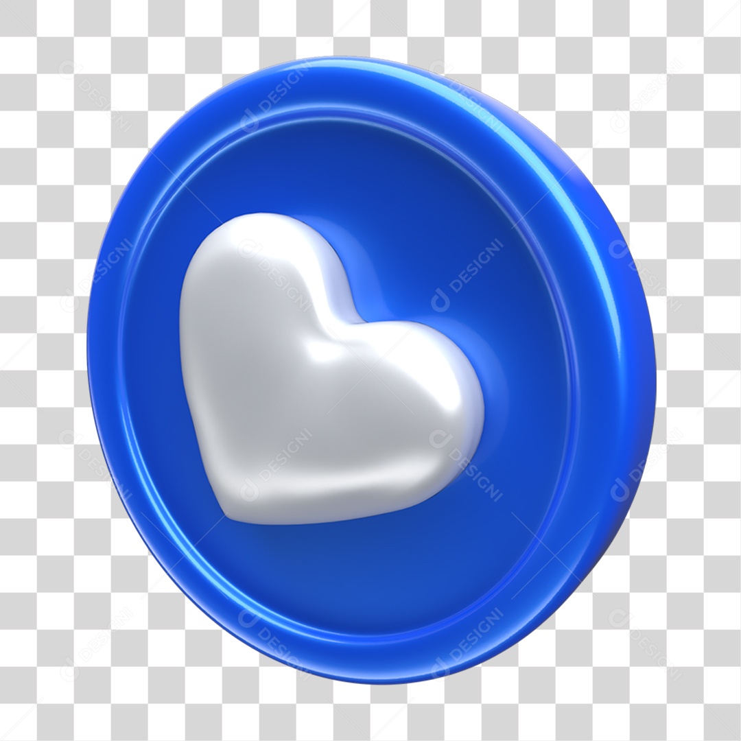 Ícone 3D Placa Símbolo Coração PNG Transparente