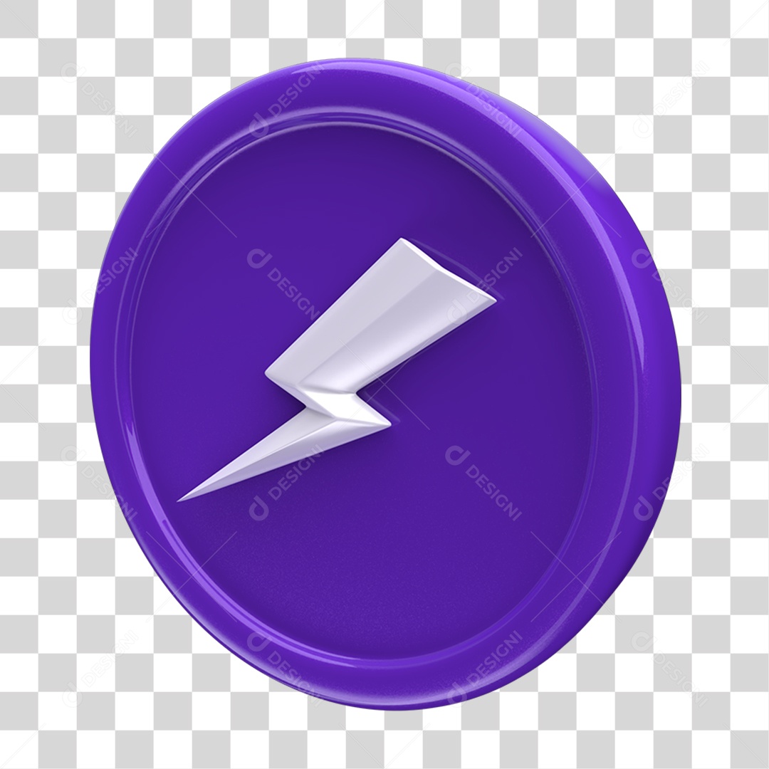 Ícone 3D Placa Símbolo Raio PNG Transparente