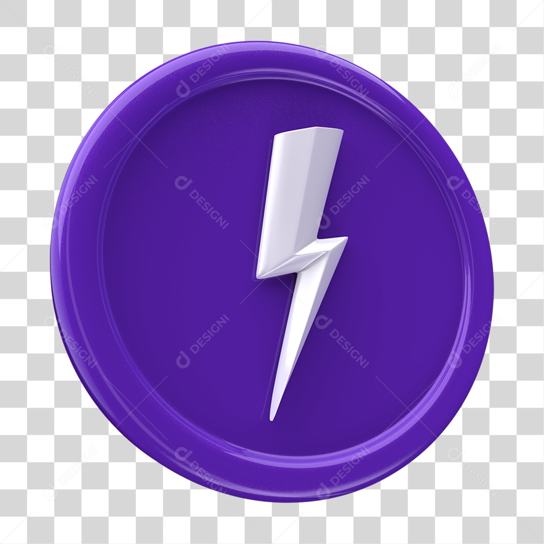 Ícone 3D Placa Símbolo Raio PNG Transparente