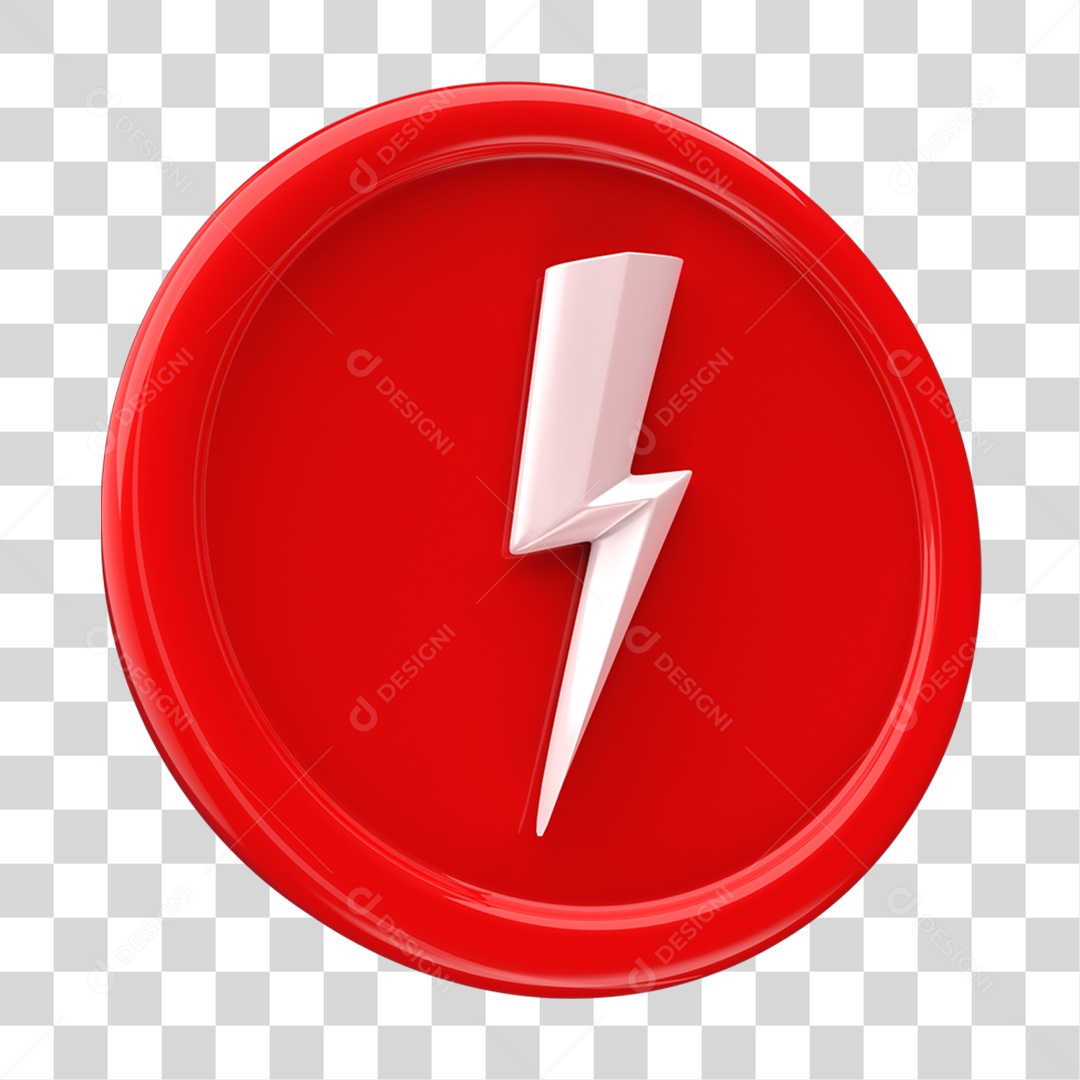 Ícone 3D Placa Símbolo Raio PNG Transparente