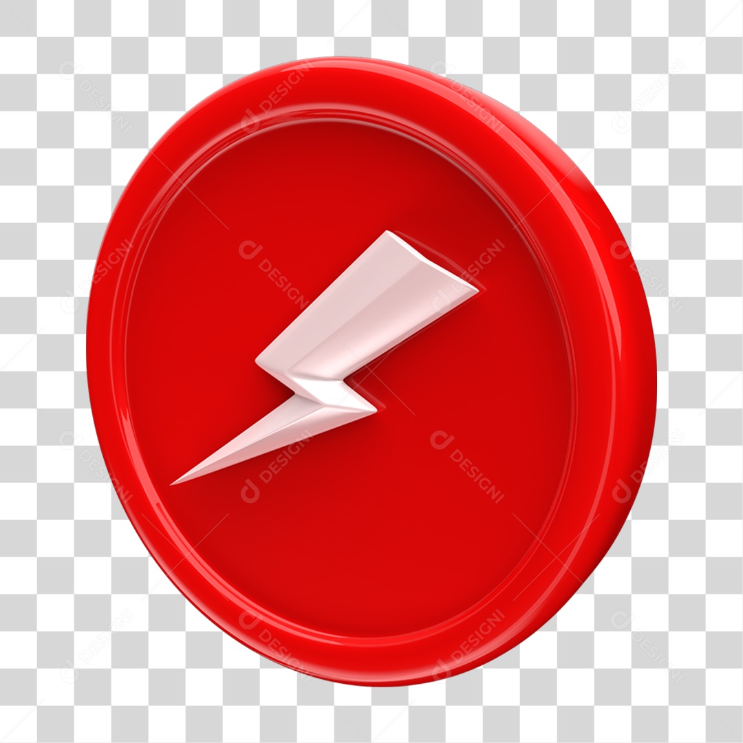 Ícone 3D Placa Símbolo Raio PNG Transparente