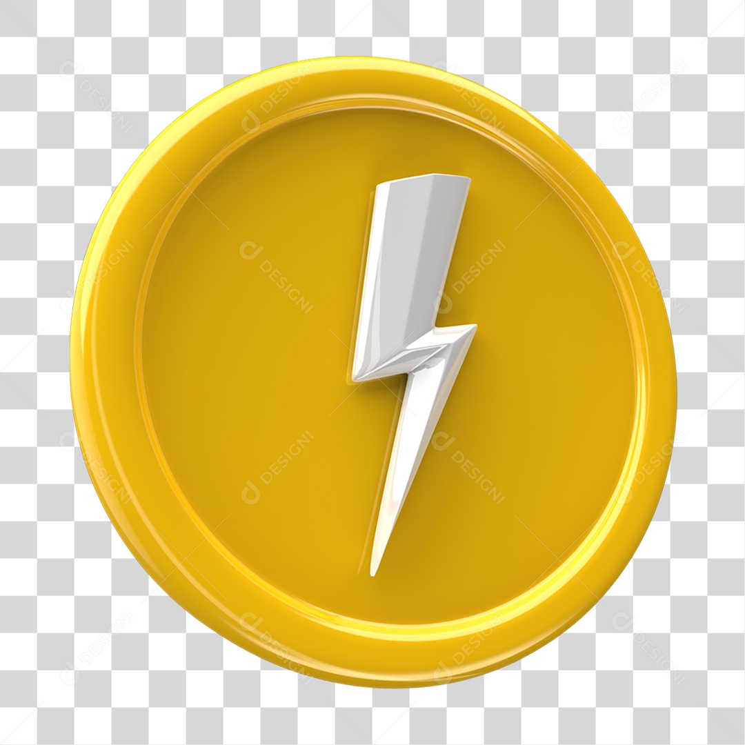 Ícone 3D Placa Símbolo Raio PNG Transparente