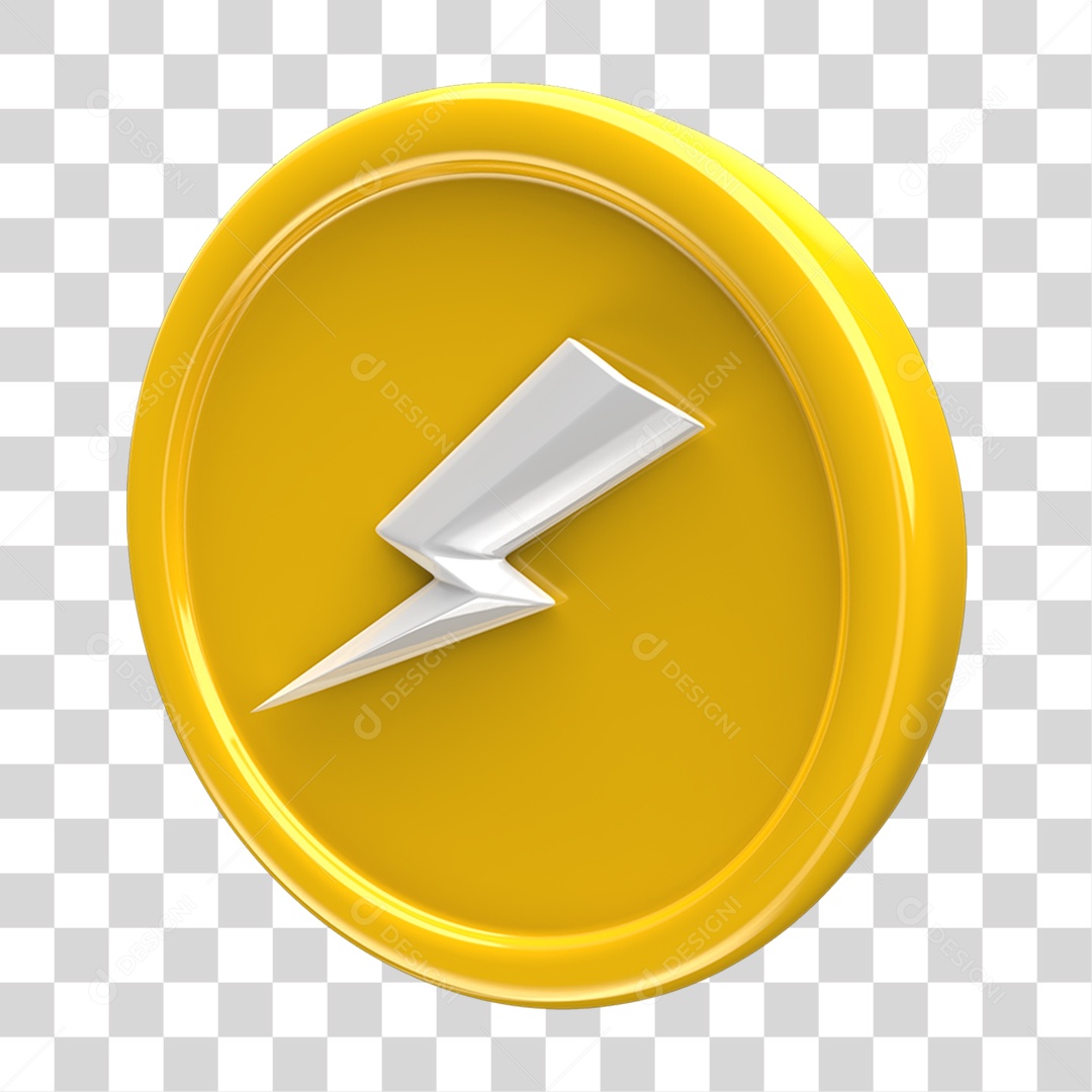 Ícone 3D Placa Símbolo Raio PNG Transparente