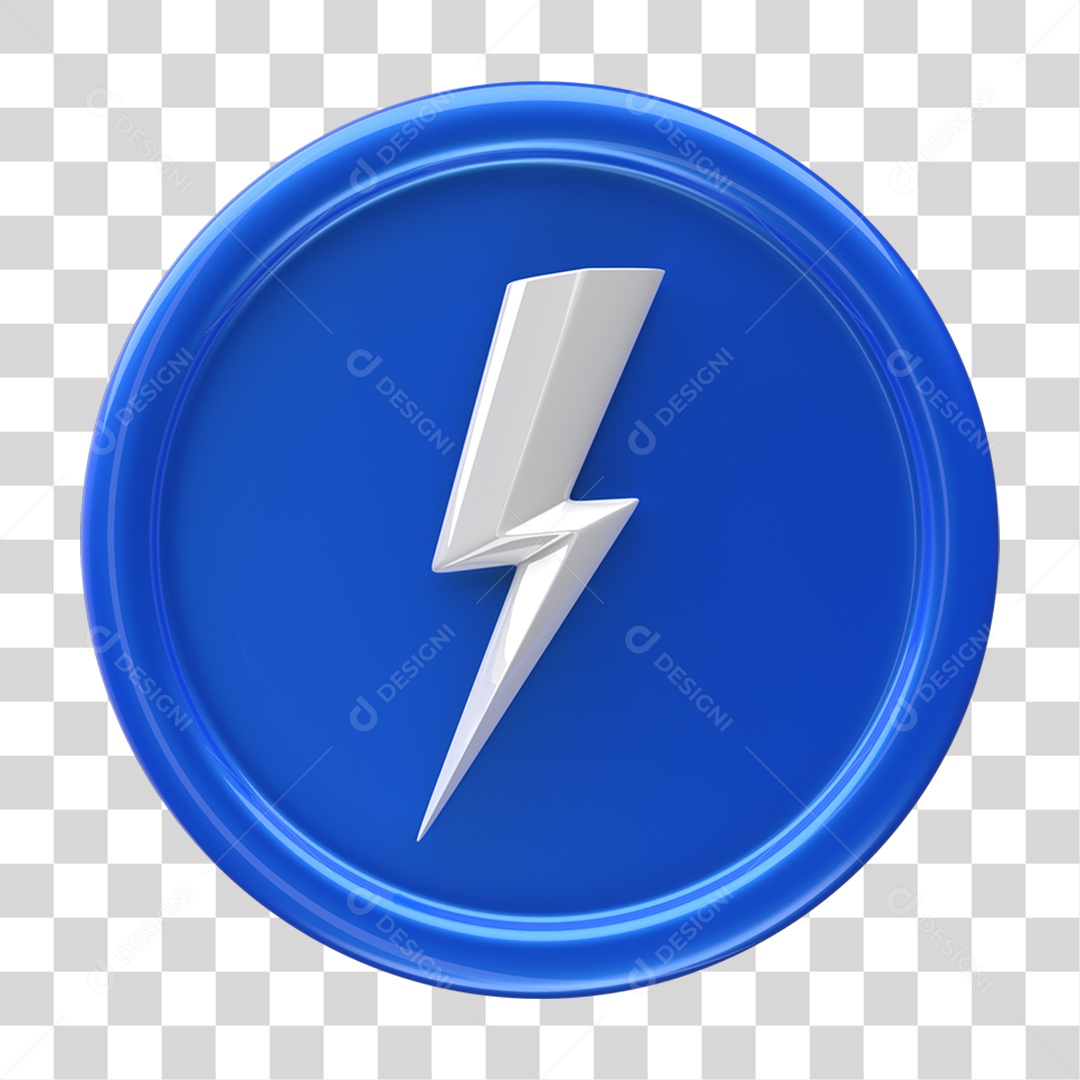 Ícone 3D Placa Símbolo Raio PNG Transparente