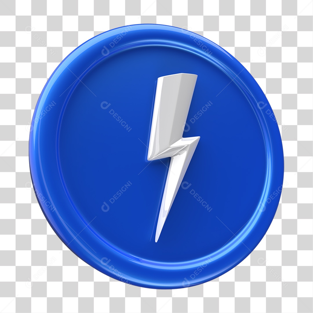 Ícone 3D Placa Símbolo Raio PNG Transparente