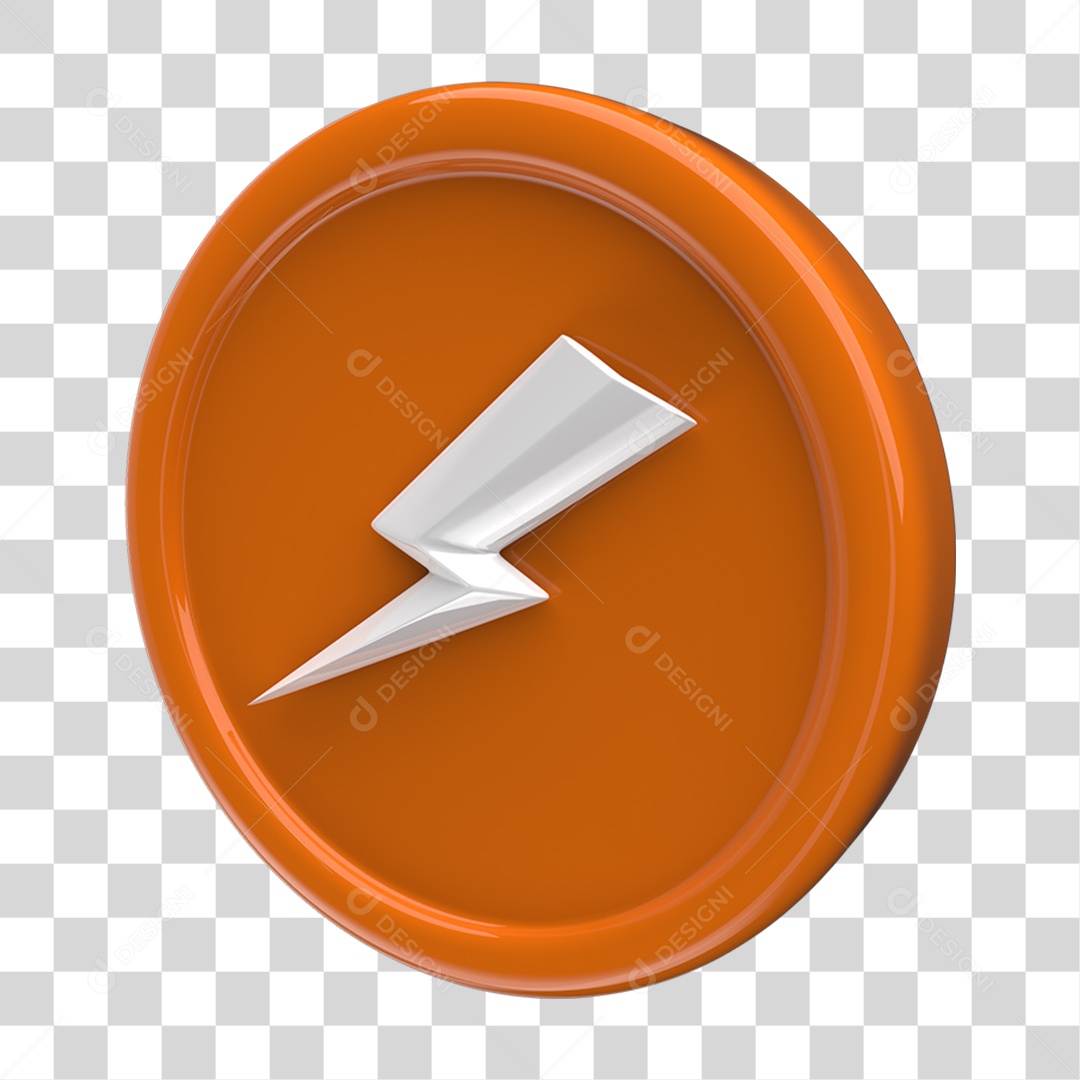 Ícone 3D Placa Símbolo Raio PNG Transparente