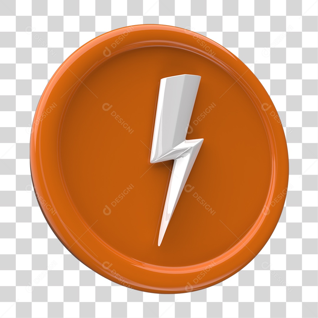 Ícone 3D Placa Símbolo Raio PNG Transparente