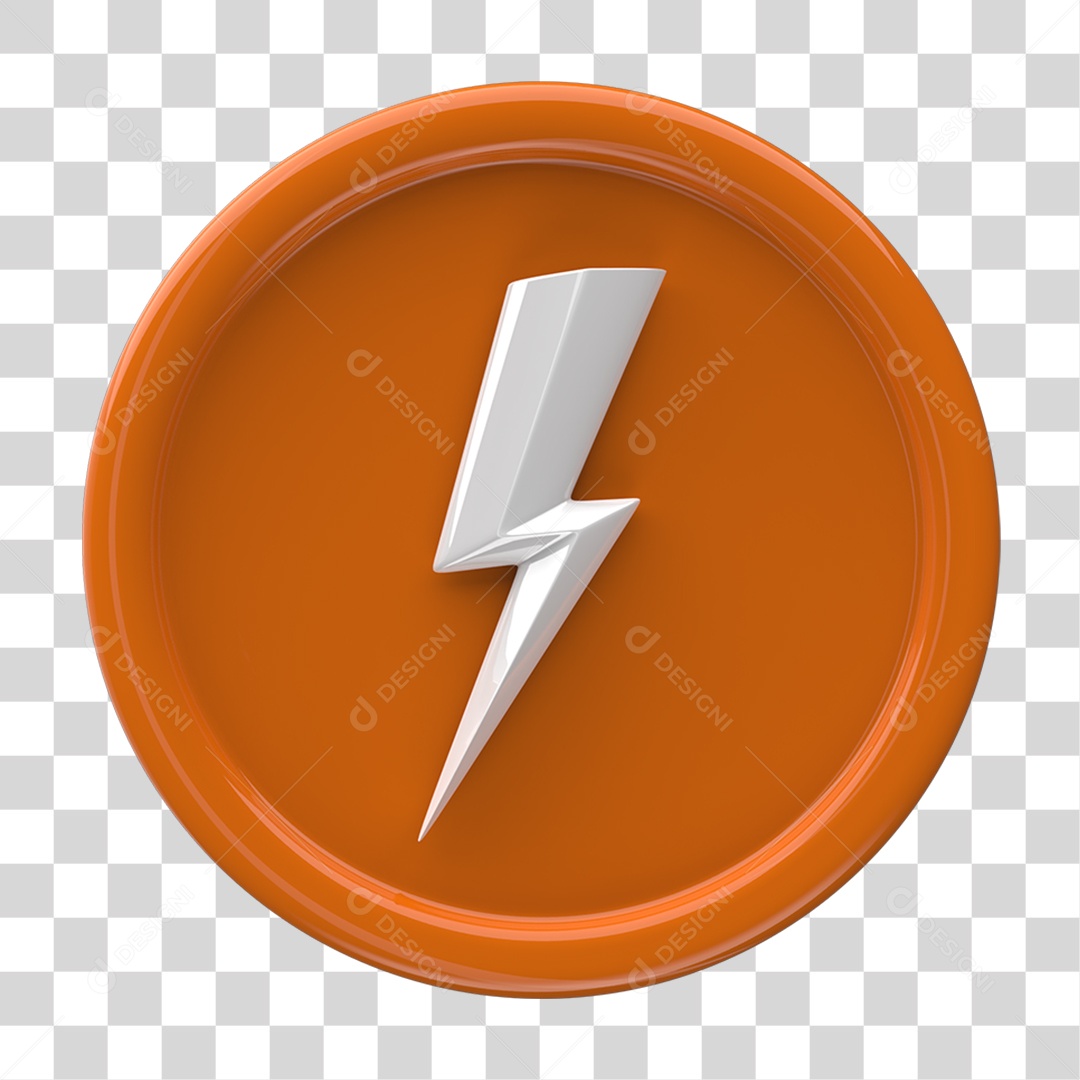 Ícone 3D Placa Símbolo Raio PNG Transparente