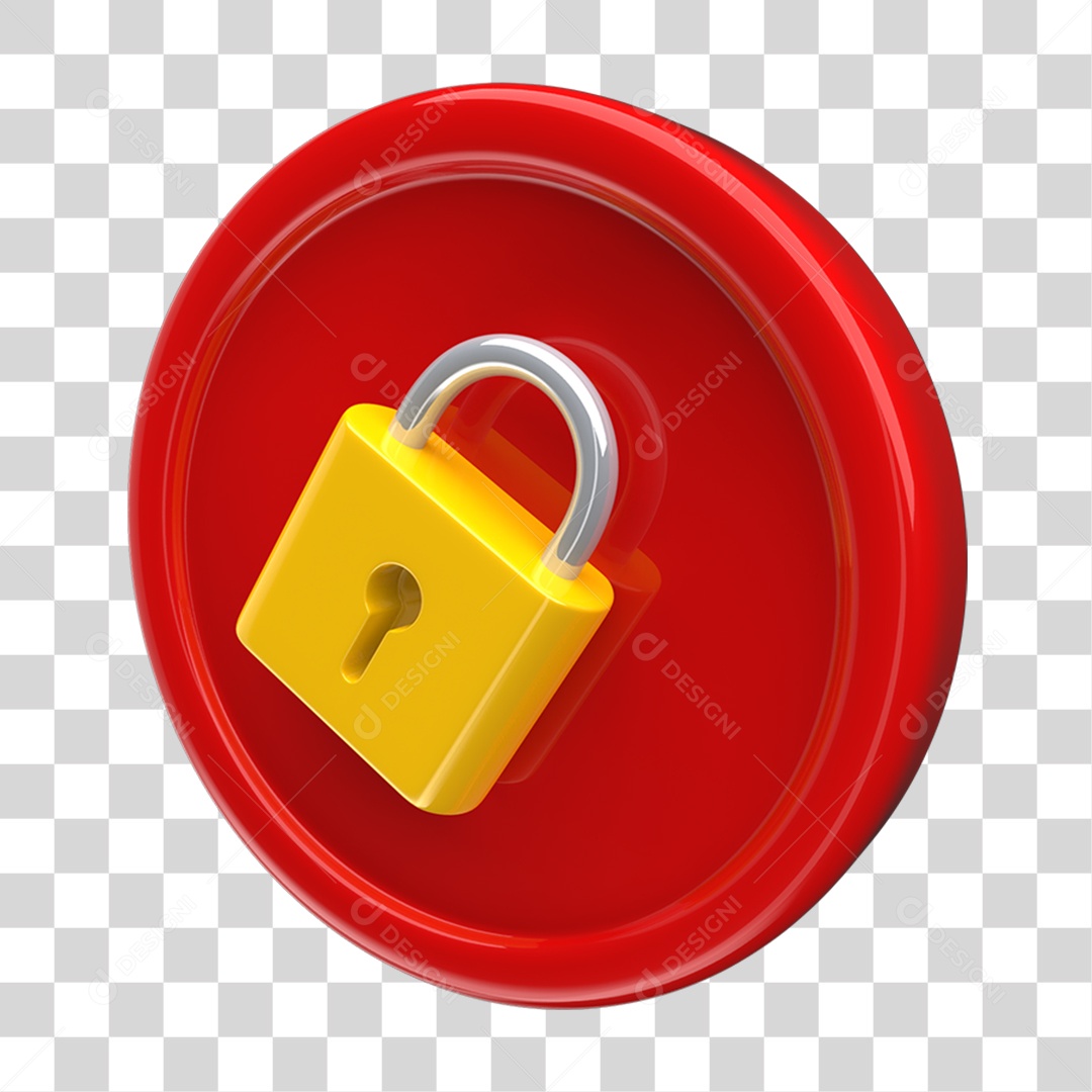 Ícone 3D Placa Símbolo Cadeado PNG Transparente