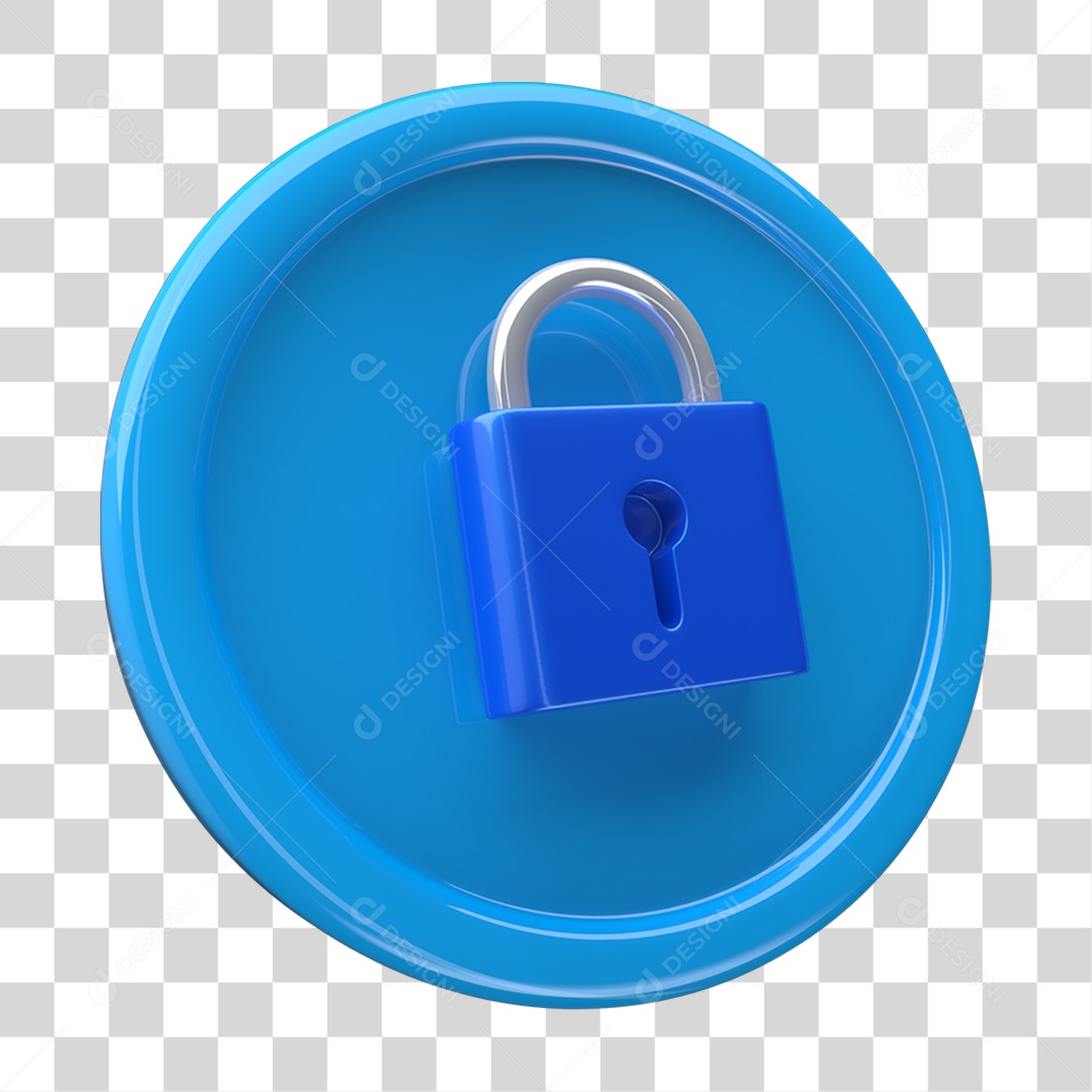 Ícone 3D Placa Símbolo Cadeado PNG Transparente