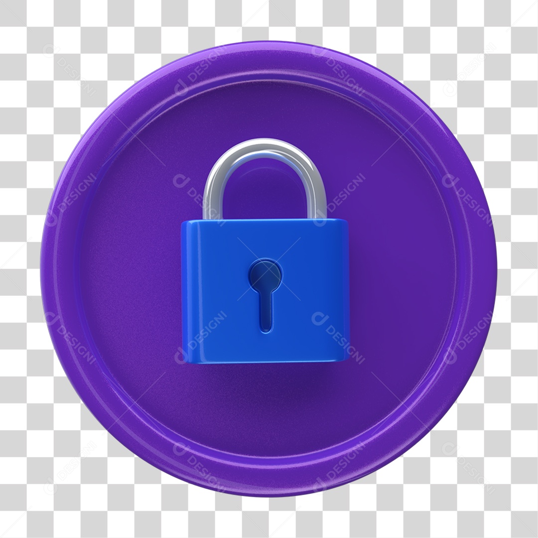 Ícone 3D Placa Símbolo Cadeado PNG Transparente