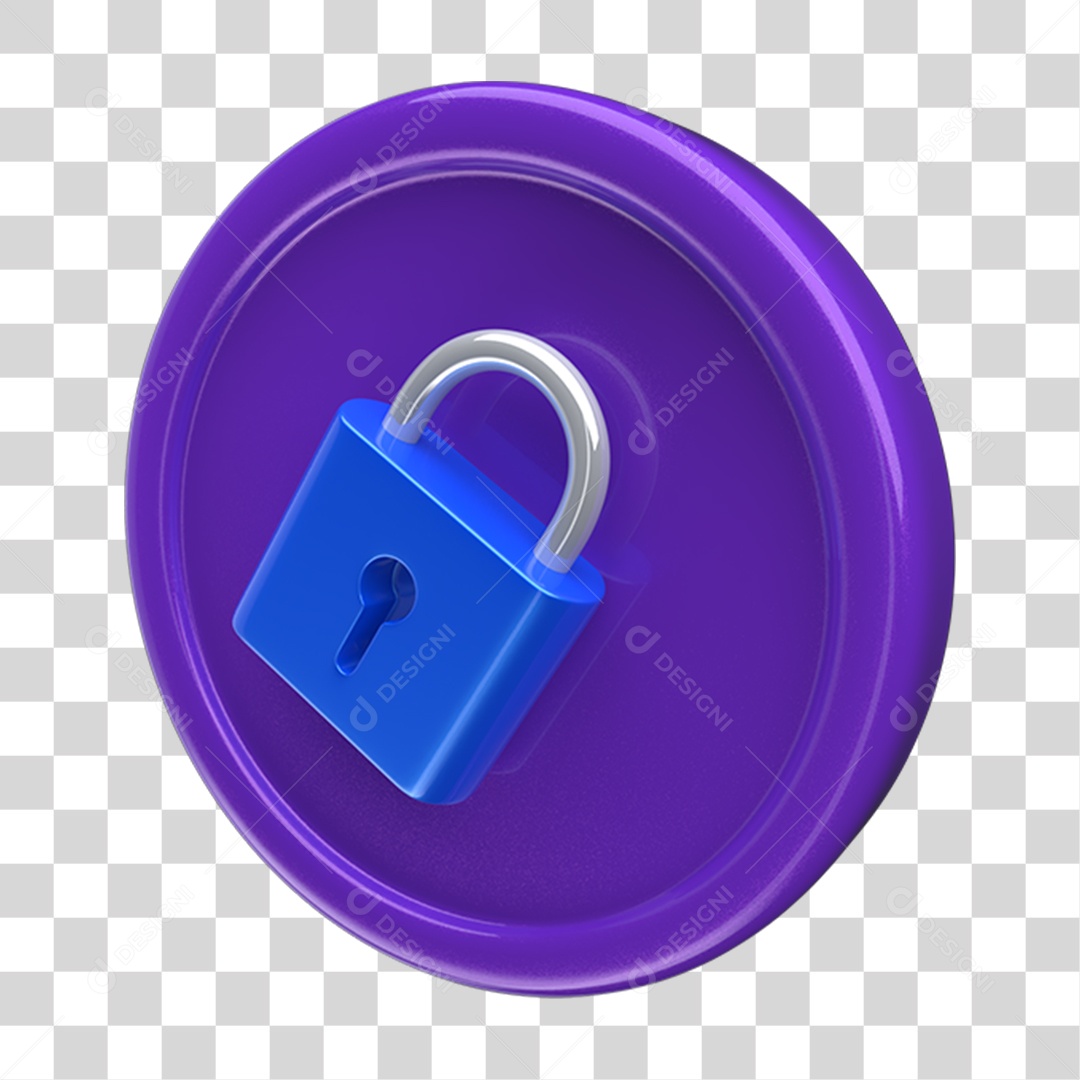 Ícone 3D Placa Símbolo Cadeado PNG Transparente