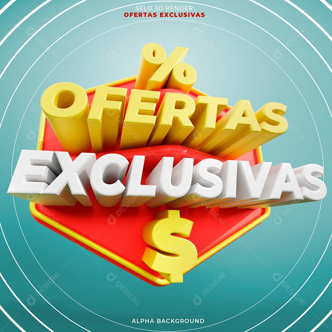Ofertas Exclusivas Selo 3D Amarelo e Branco para Composição PSD
