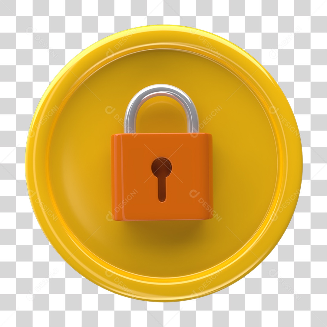 Ícone 3D Placa Símbolo Cadeado PNG Transparente