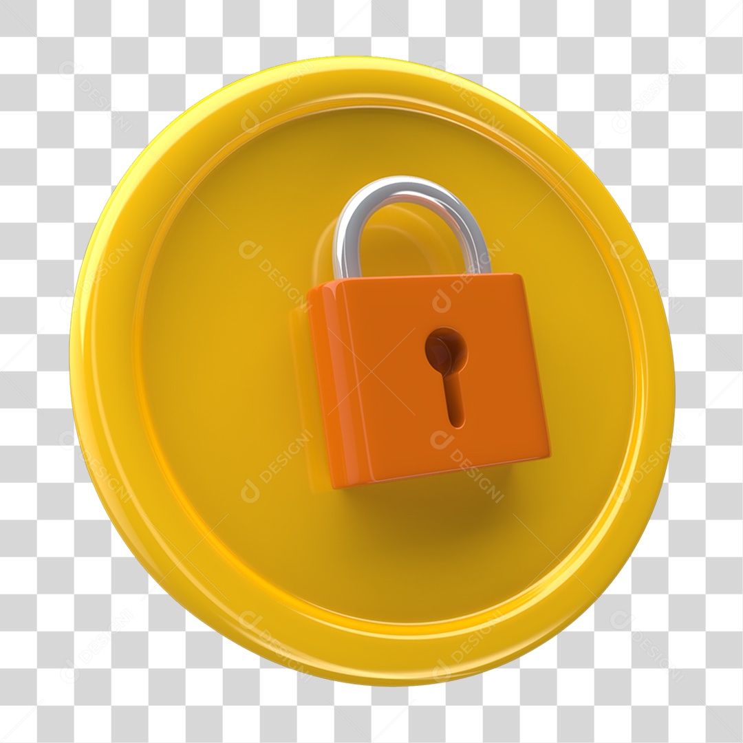 Ícone 3D Placa Símbolo Cadeado PNG Transparente