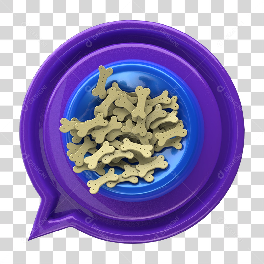 Ícone 3D Placa Símbolo Ossos Caninos Ração PNG Transparente