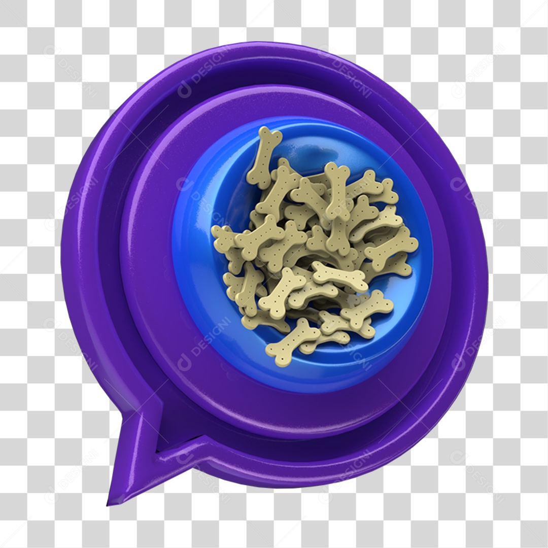 Ícone 3D Placa Símbolo Ossos Caninos Ração PNG Transparente
