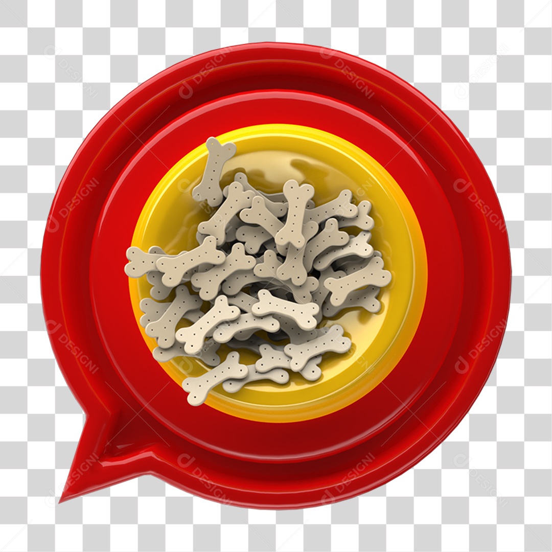 Ícone 3D Placa Símbolo Ossos Caninos Ração PNG Transparente