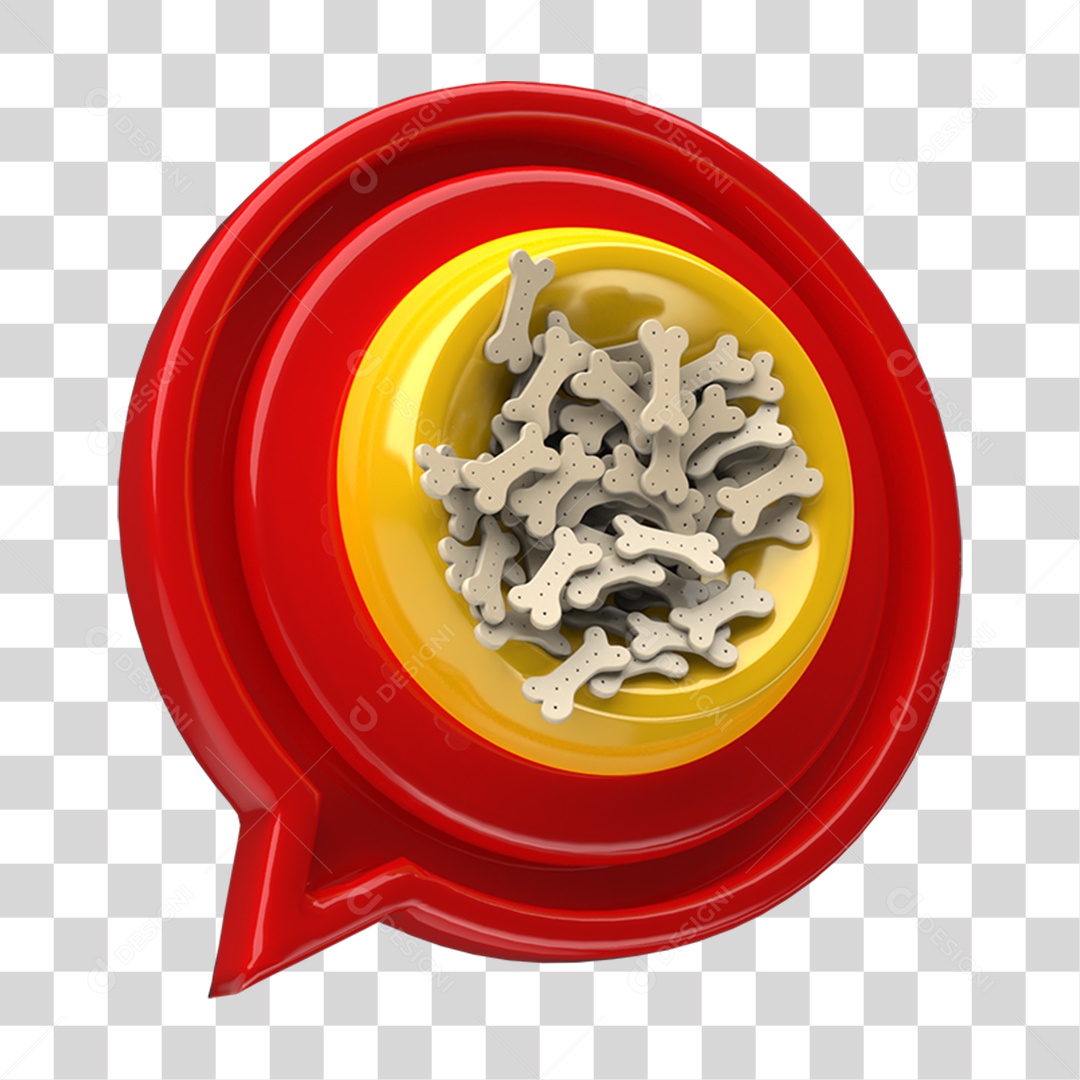 Ícone 3D Placa Símbolo Ossos Caninos Ração PNG Transparente