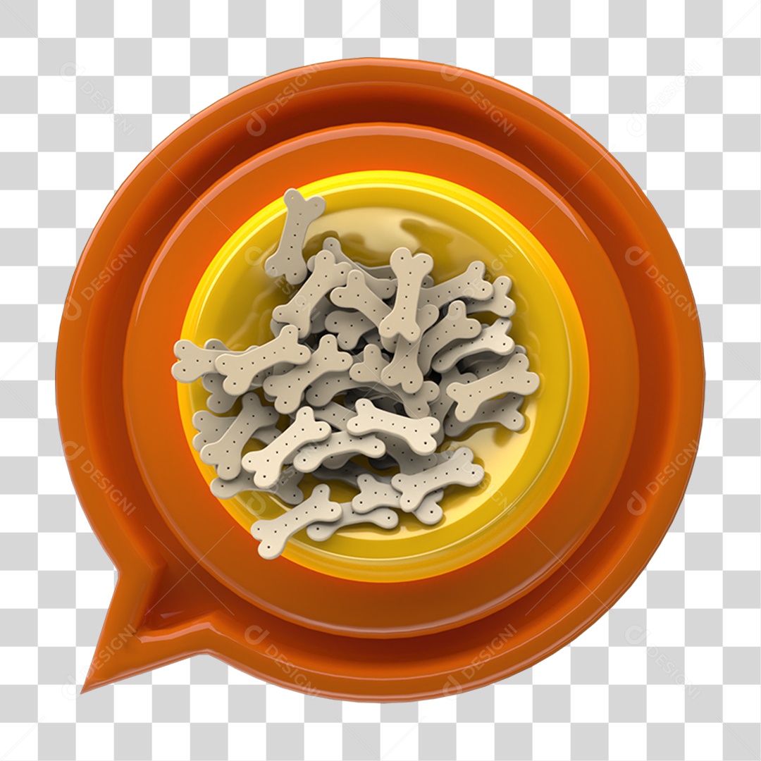 Ícone 3D Placa Símbolo Ossos Caninos Ração PNG Transparente