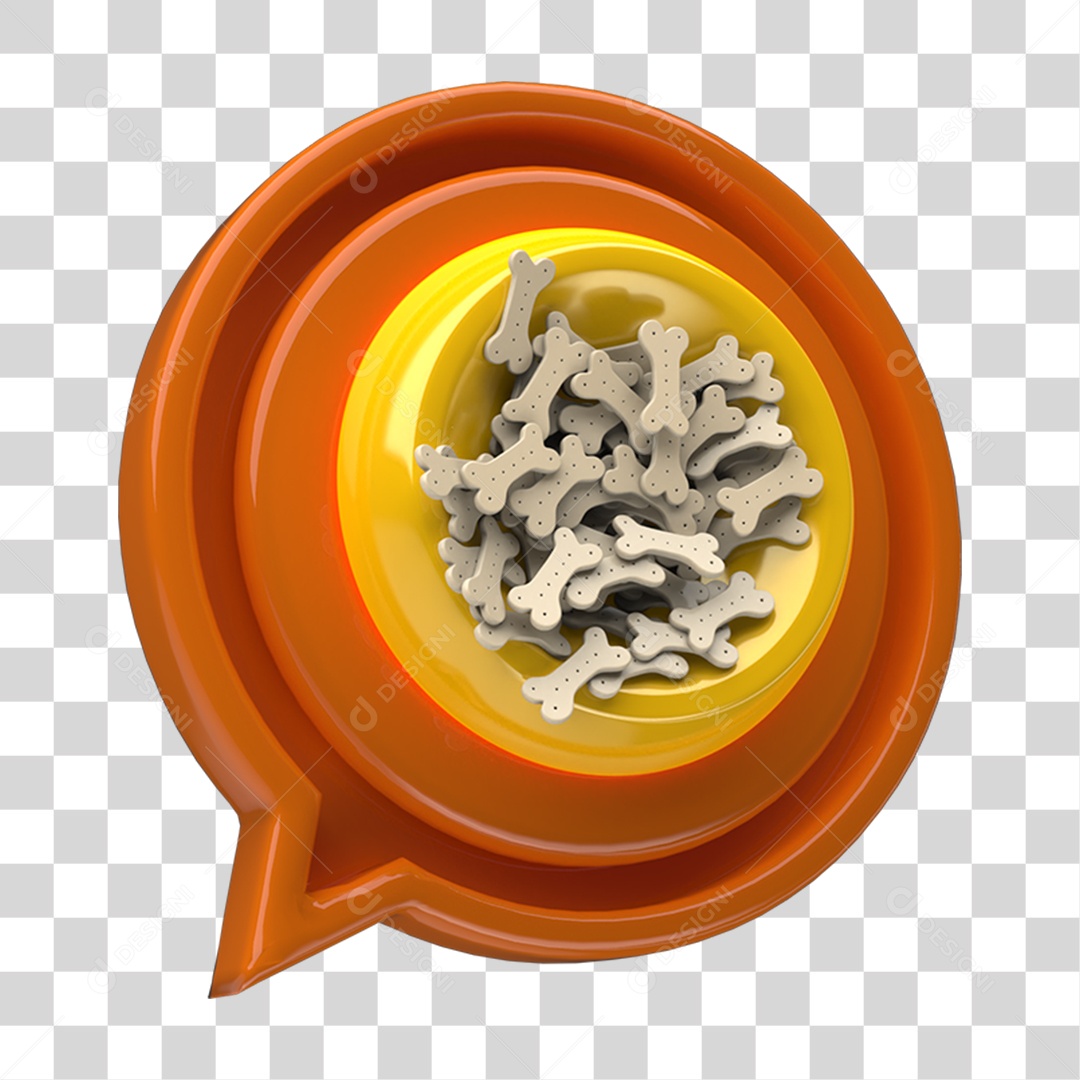 Ícone 3D Placa Símbolo Ossos Caninos Ração PNG Transparente