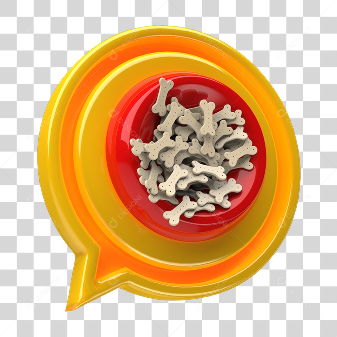 Ícone 3D Placa Símbolo Ossos Caninos Ração PNG Transparente