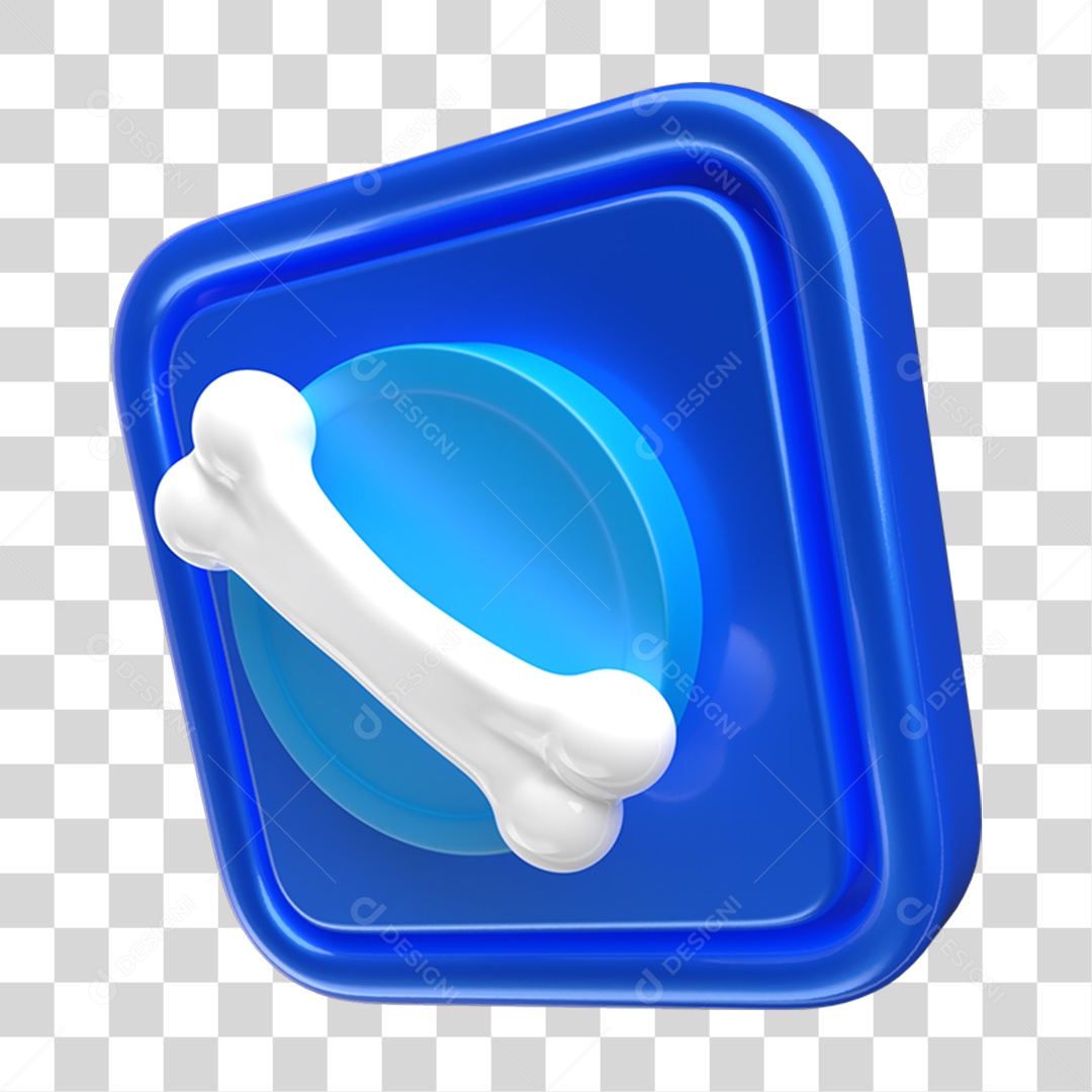 Ícone 3D Placa Símbolo Osso PNG Transparente