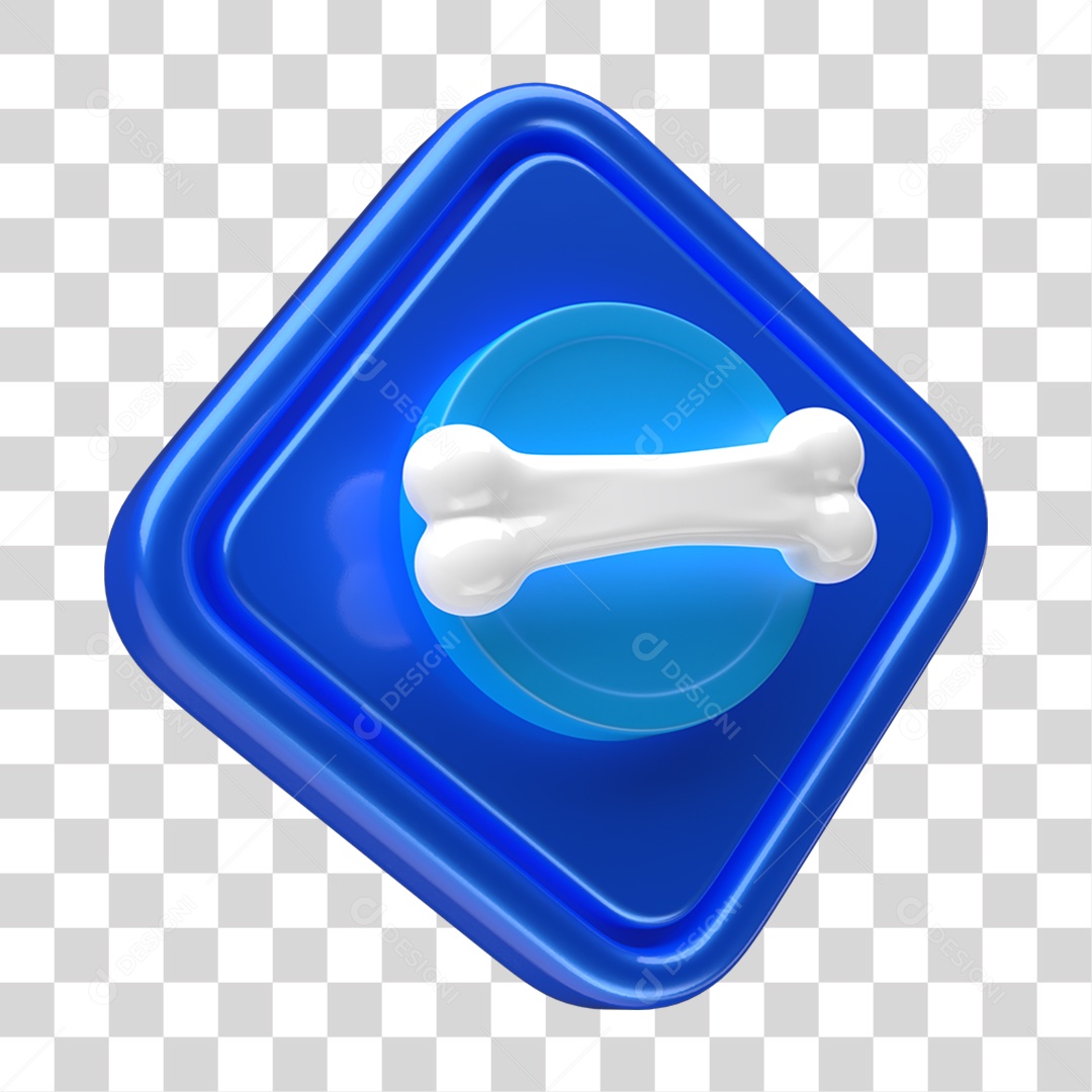 Ícone 3D Placa Símbolo Osso PNG Transparente
