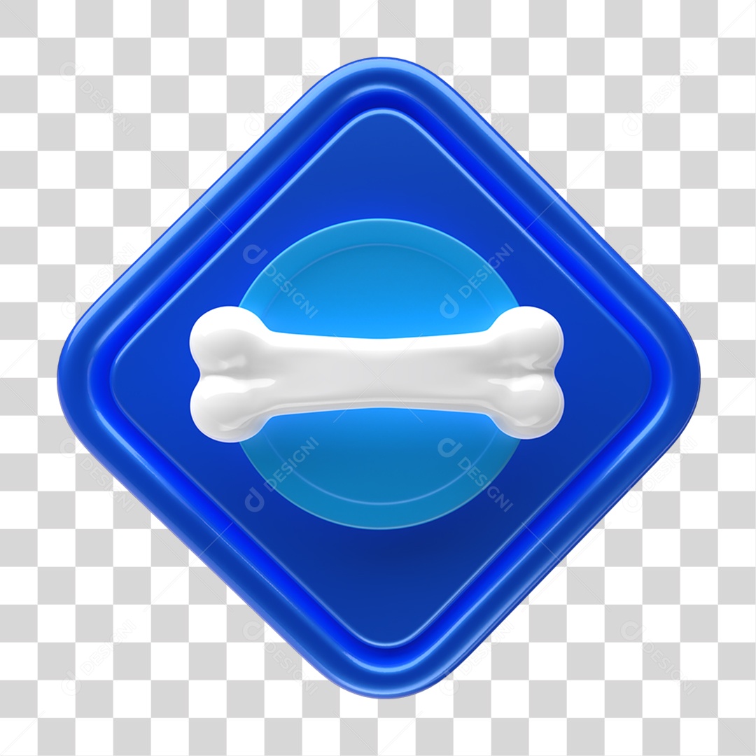 Ícone 3D Placa Símbolo Osso PNG Transparente