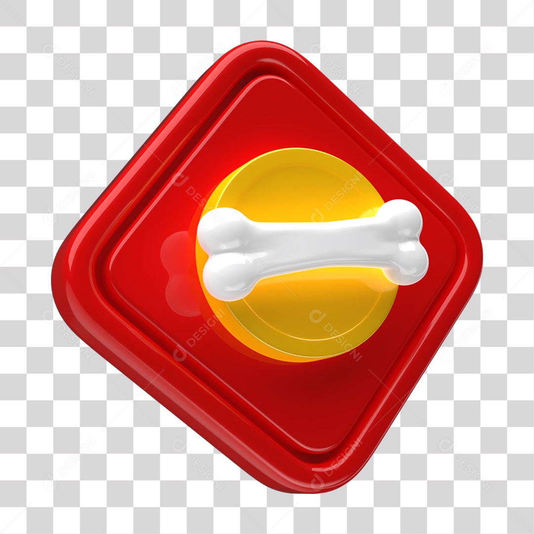 Ícone 3D Placa Símbolo Osso PNG Transparente