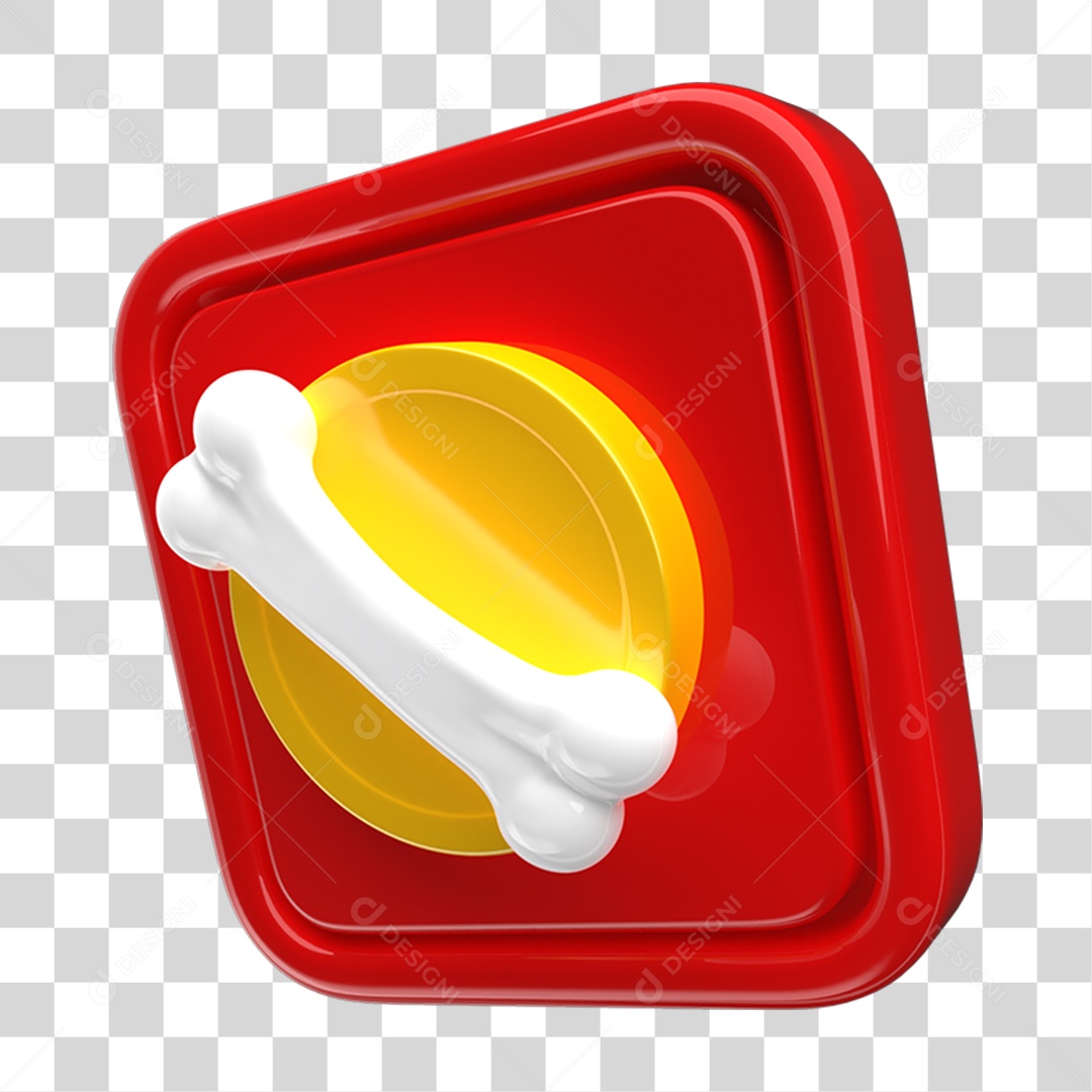 Ícone 3D Placa Símbolo Osso PNG Transparente
